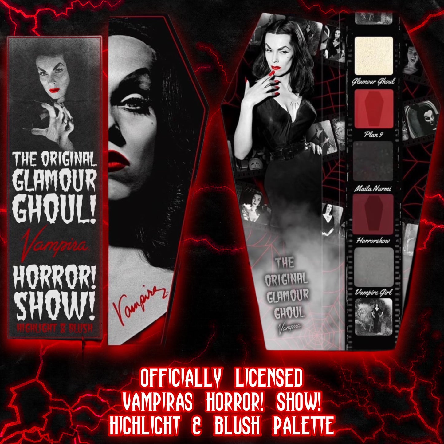 ¡EL ESPECTÁCULO DE TERROR DE VAMPIRA! PALETA DE ILUMINADORES Y COLORETES